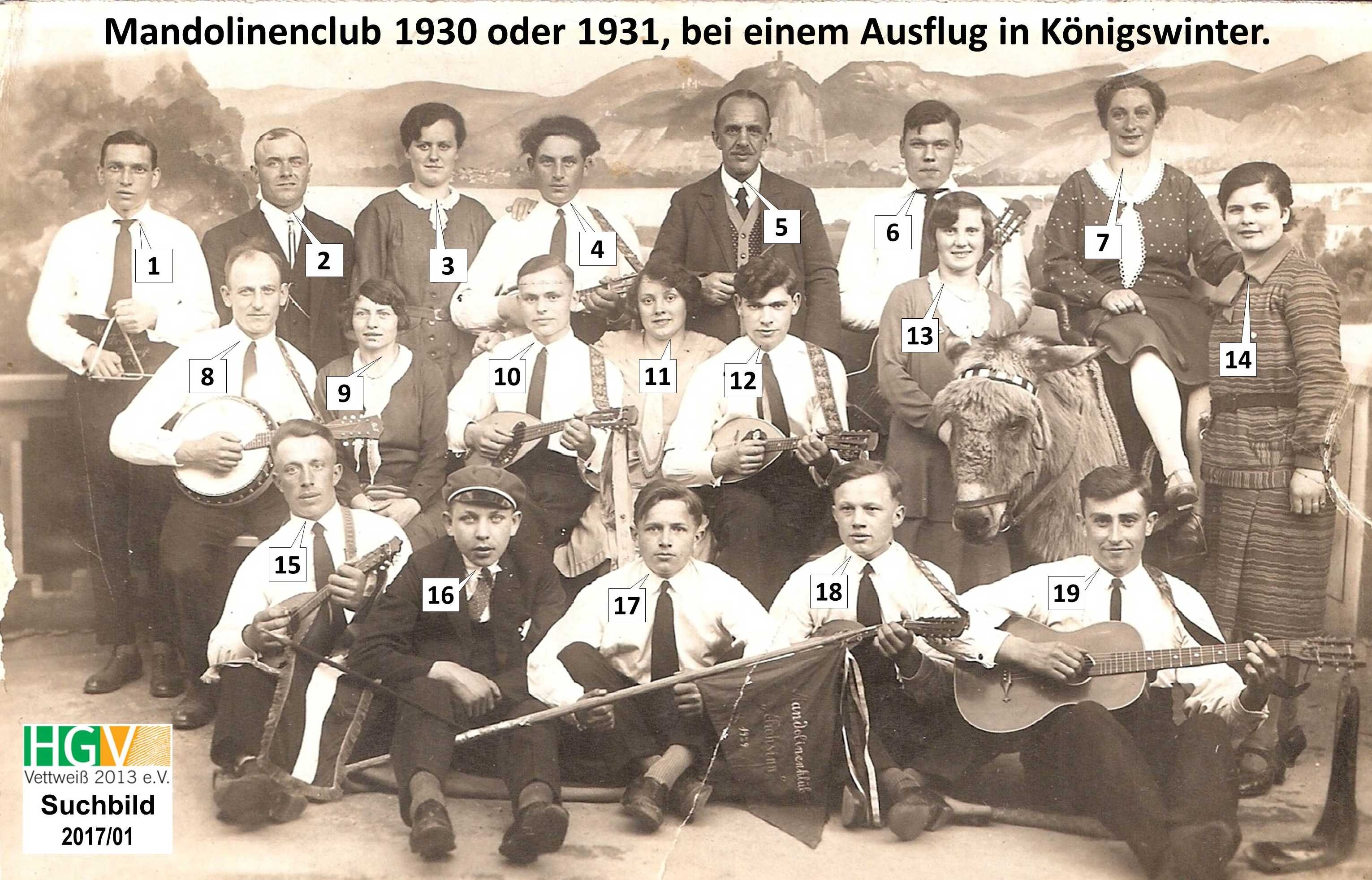 Mandolinenclub 1930 oder 1931, bei einem Ausflug in Königswinter